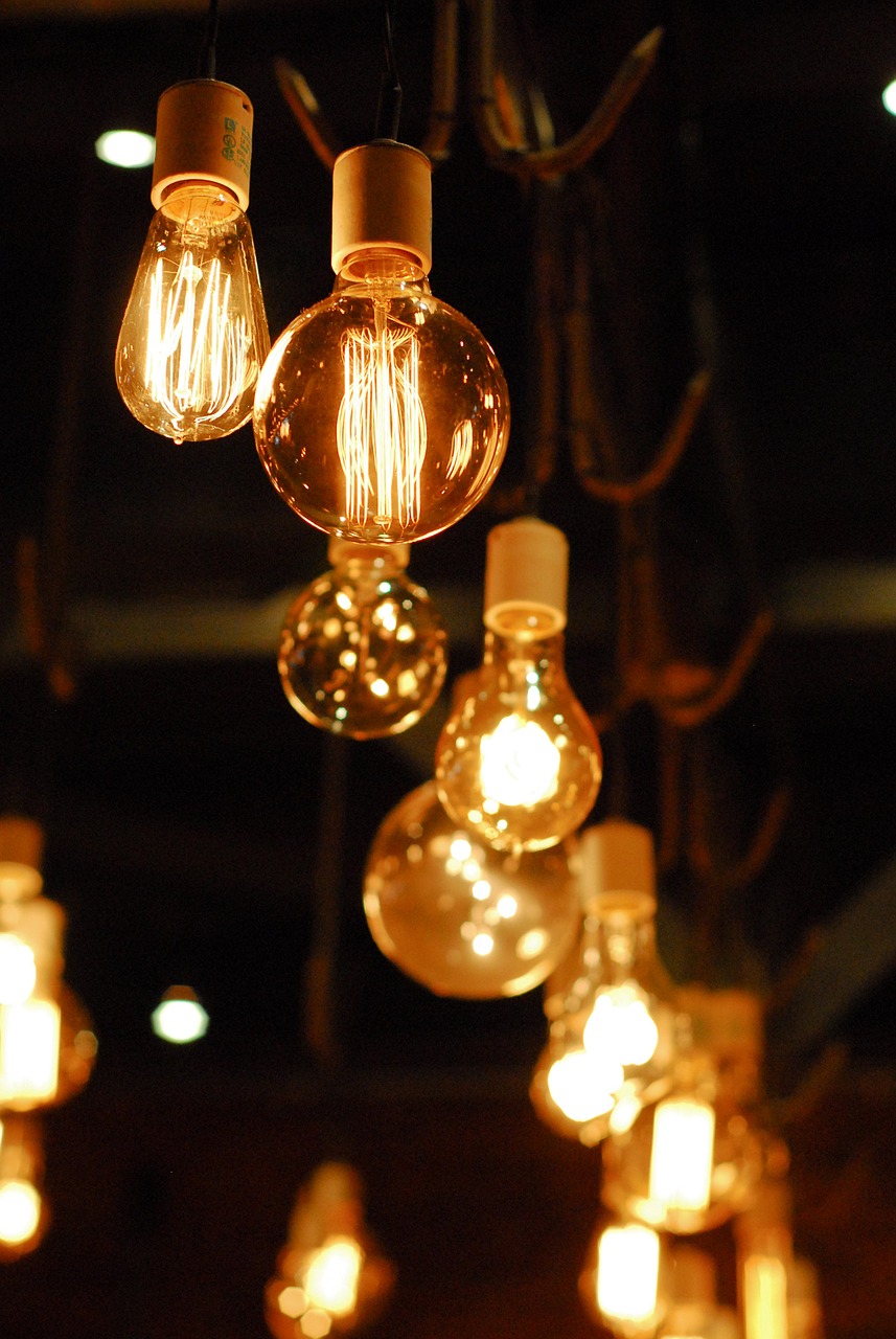 lightbulb, lighting, night